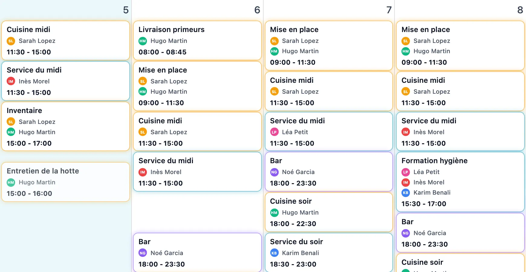 Un créneau en cours de déplacement du mardi vers le lundi dans la vue mois